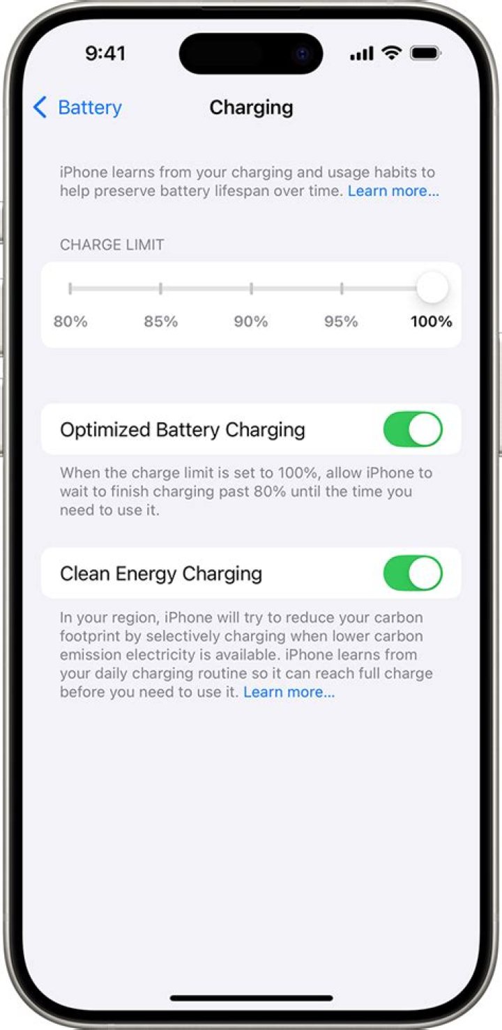 Does the iPhone 13 stop charging at 100?