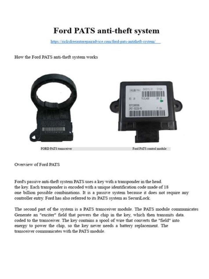 What is the Ford PATS system?