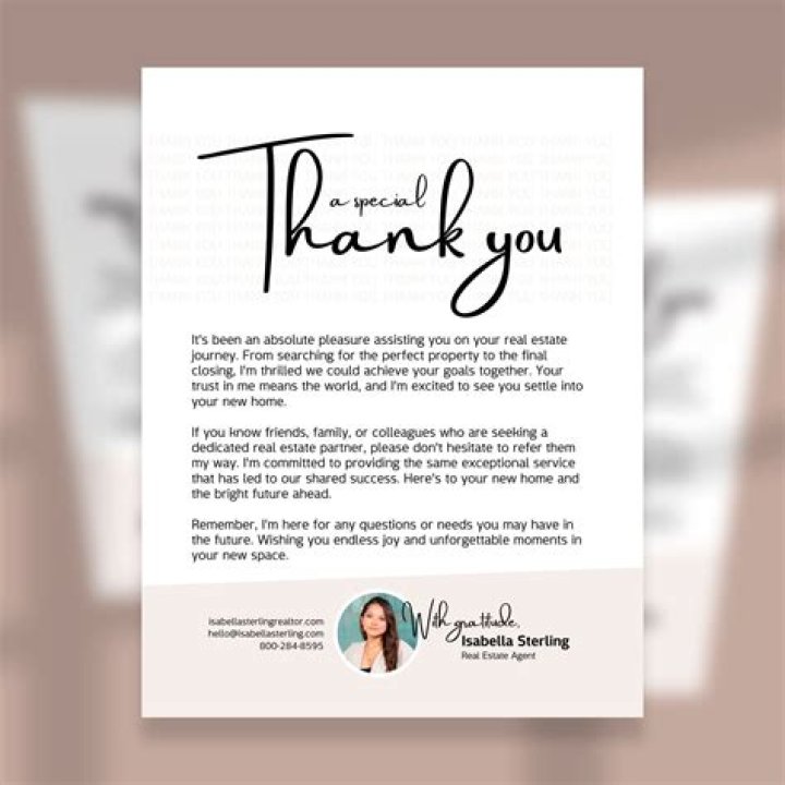 What to write in an estate agent thank you note?