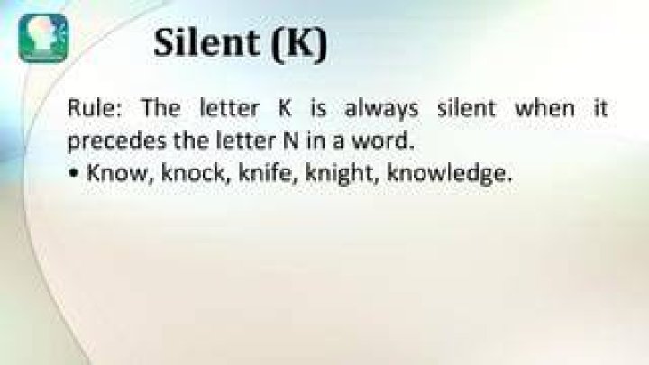 When is the letter k silent?
